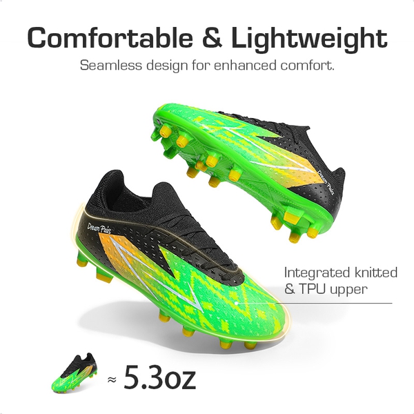 Boys' & Girls' Firm Groud Youth Soccer Cleats  - NEON GREEN BLACK - 1